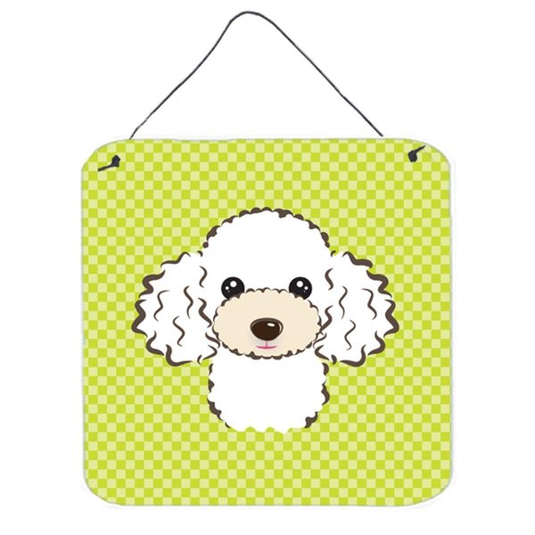 Micasa Checkerboard Lime Green White Poodle Aluminum Metal Wall Or Door Hanging Prints6 x 6 In. MI250567